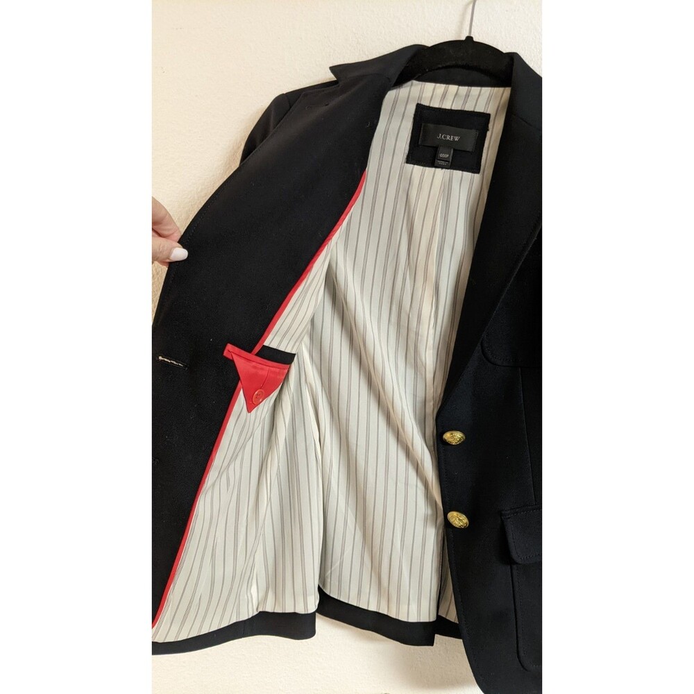 Women's J.CREW 100% Wool Navy Blue SCHOOLBOY 2 Button Blazer 00 Petite - Picture 11 of 15